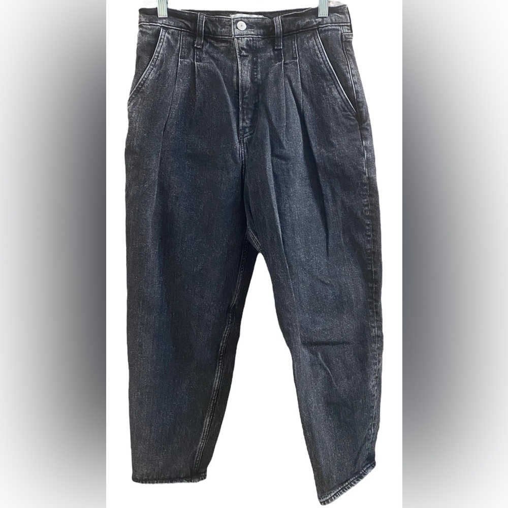 Abercrombie & Fitch Jeans Crop Mom Jeans High Rise Faded Black Wash Size 29/8R